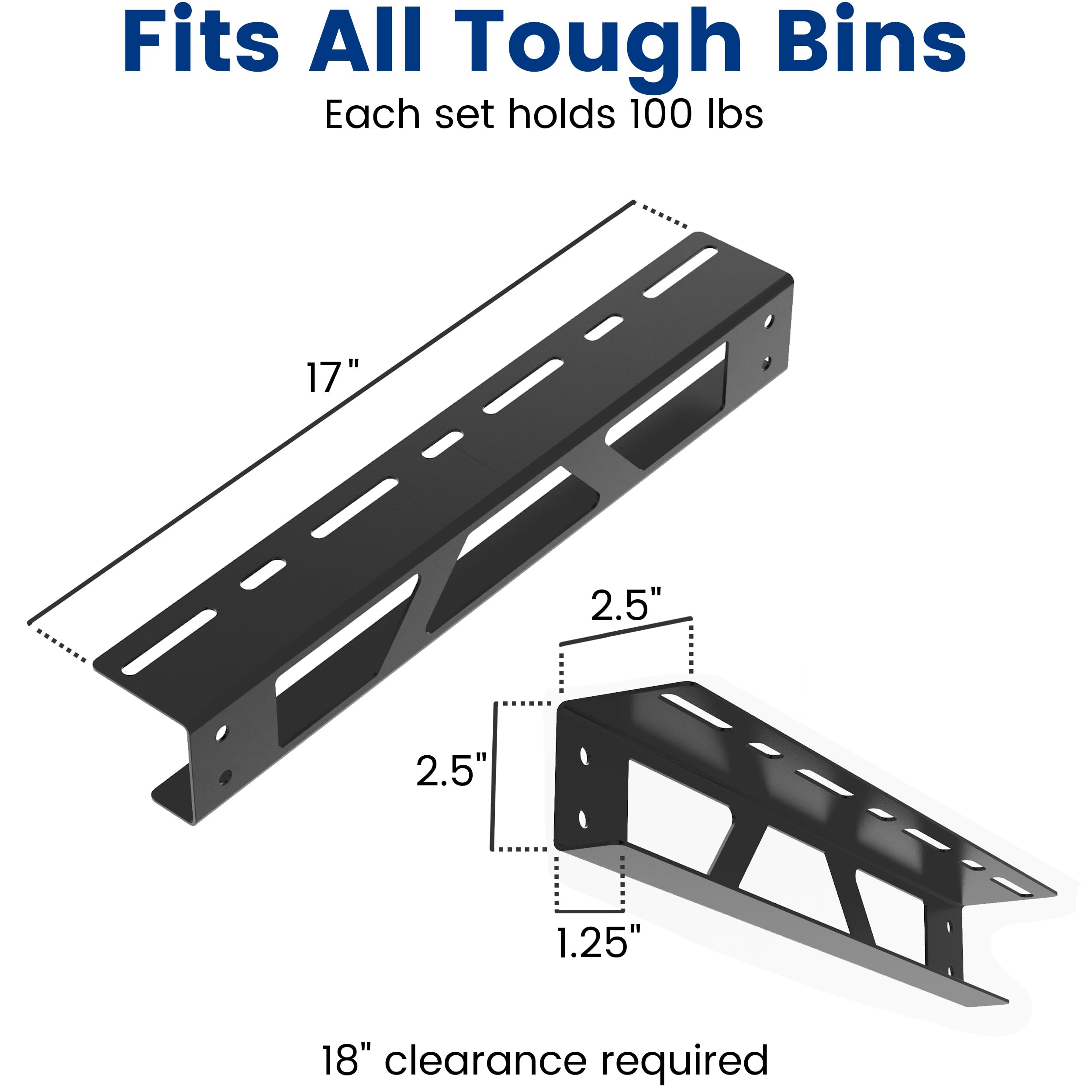 Arsie Overhead Garage Storage Rack, Bin Organization System, Ceiling Racks, Adjustable Tote Storage Rails, Supports Most Storage Bins, 4 Sets, 2 Hooks