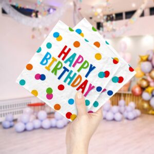 Happy Birthday Decorations: Kids' Birthday Party Supplies with Dots Design - Includes Happy Birthday Plates and Napkins, Disposable Paper Cups, Serves 16