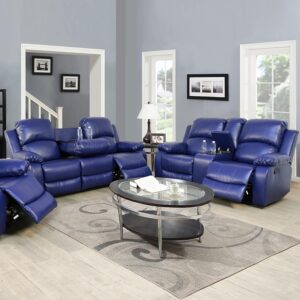 caberryne 2 pieces leather recliner sofa set，recliner sofa and loveseat sets for living room furniture sets，dark blue recliner couch set for living room/office/theater seating(sofa set 2 pieces)