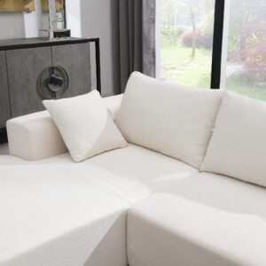 Aiuyesuo 109 * 68" Modular Sectional Living Room Sofa Set, L-Shape Modern Minimalist Style Couch, 2 PC Free Combination Upholstered Sleeper Sofa for Living Room/Bedroom/Salon (White-JZP078)