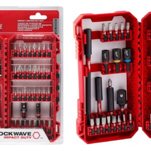 Milwaukee SHOCKWAVE Impact Duty Assorted Alloy Steel Screw Driver Bit Set with PACKOUT Accessory Case (52pc bits, 3pc Holders)