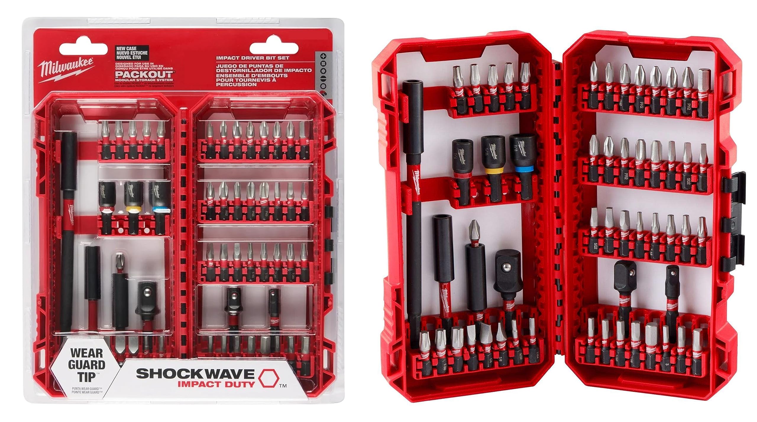 Milwaukee SHOCKWAVE Impact Duty Assorted Alloy Steel Screw Driver Bit Set with PACKOUT Accessory Case (52pc bits, 3pc Holders)