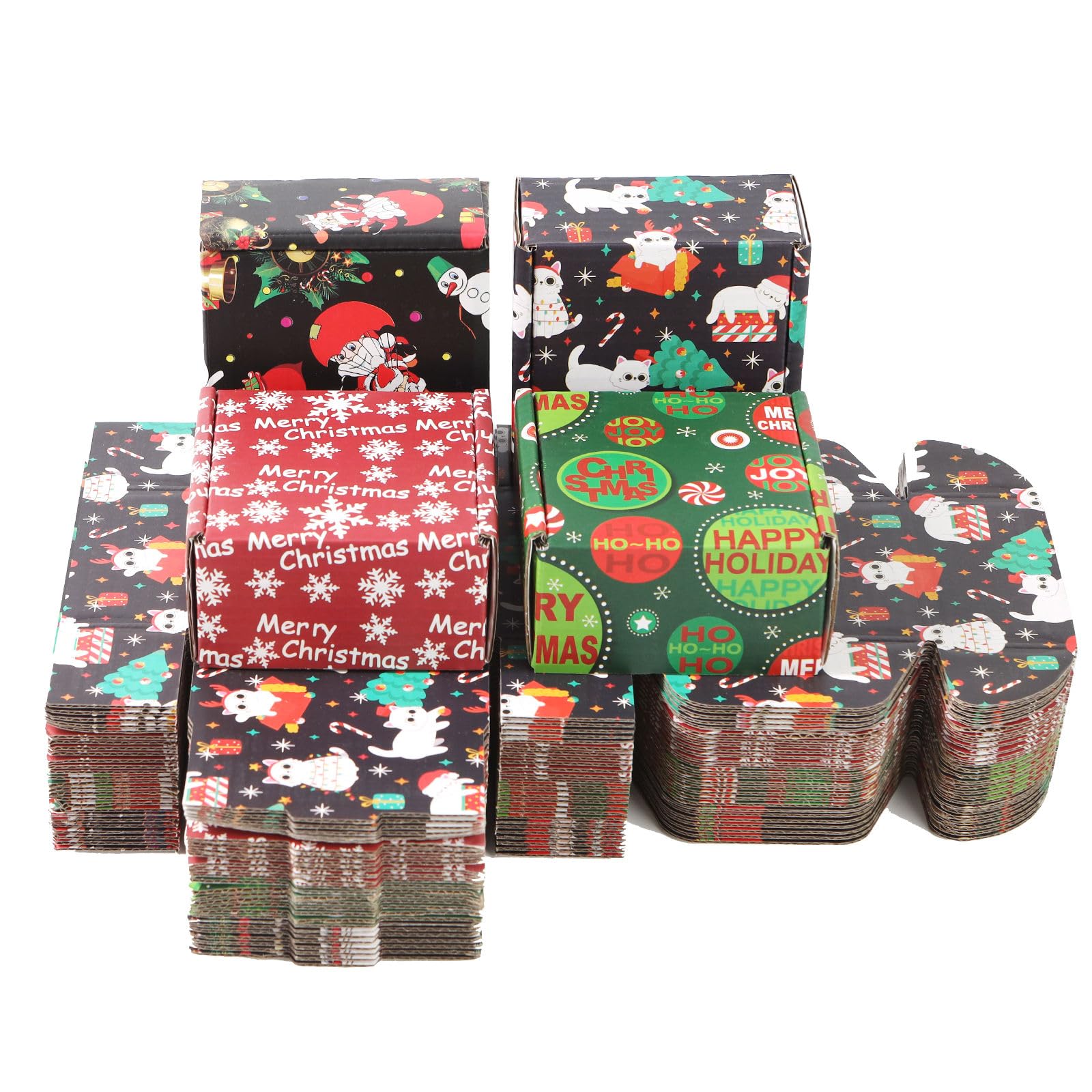 SNcek 4x4x2 Inch Small Christmas Gift Boxes, 24 Pack Christmas Shipping Boxes, Corrugated Cardboard Shipping Boxes for Small Business