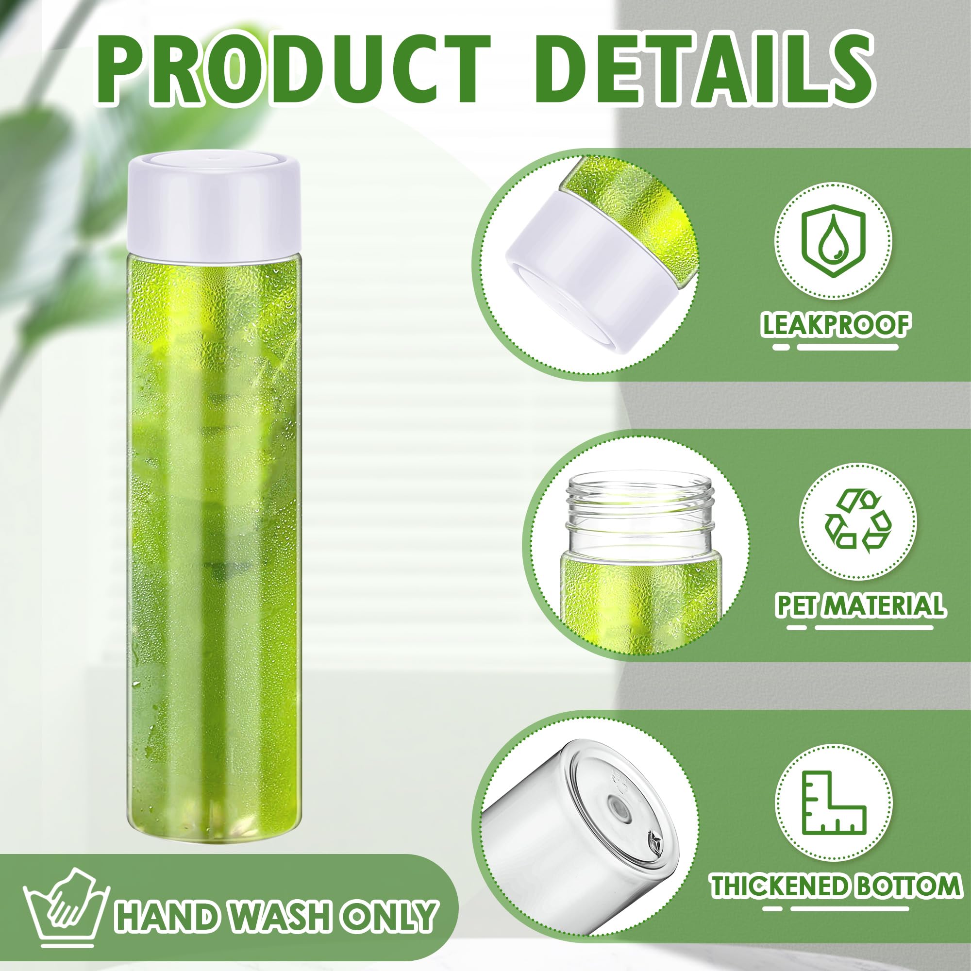 Zhehao 24 Pcs 13.5 oz 400 ml Plastic Juice Bottles with Caps Reusable Sensory Bottles with White Lids Bulk Water Bottles Empty Clear Drink Containers for Storing Beverages Smoothie Milk Tea