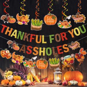 Thankful for You Banner Friendsgiving Banner Thank You Banner for Thanksgiving Decorations Glittery Thanksgiving Banner for Friendsgiving Decorations