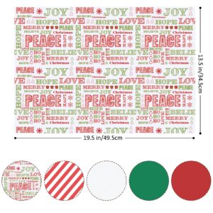 LOADSFUN Christmas Tissue Paper Bulk, 120 Sheets Christmas Tissue Paper for Gift Bags Assorted Design Gift Wrapping Paper, Red Green White Tissue Paper for Xmas Decor Holiday Crafts (Letters)