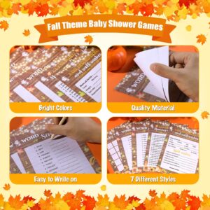 Harloon 142 Pcs Fall Baby Shower Games Set Include 130 Fall Baby Shower Party Game with 12 Pencils for Thanksgiving Pumpkin Autumn Baby Shower Favors Rustic Gender Reveal Neutral Baby Shower Games