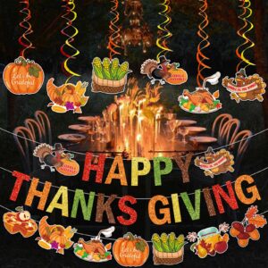 Happy Thanksgiving Banner Thank You Banner for Happy Thanksgiving Decorations Thanksgiving Birthday Decorations Thanksgiving Party Decorations Friendsgiving Decorations