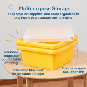 ECR4Kids Square Bin with Lid, Storage Containers, Yellow, 2-Pack