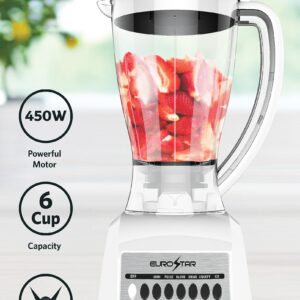 EUROSTAR EBL820WH 450W 10-Speed Plastic Jar Blender, White