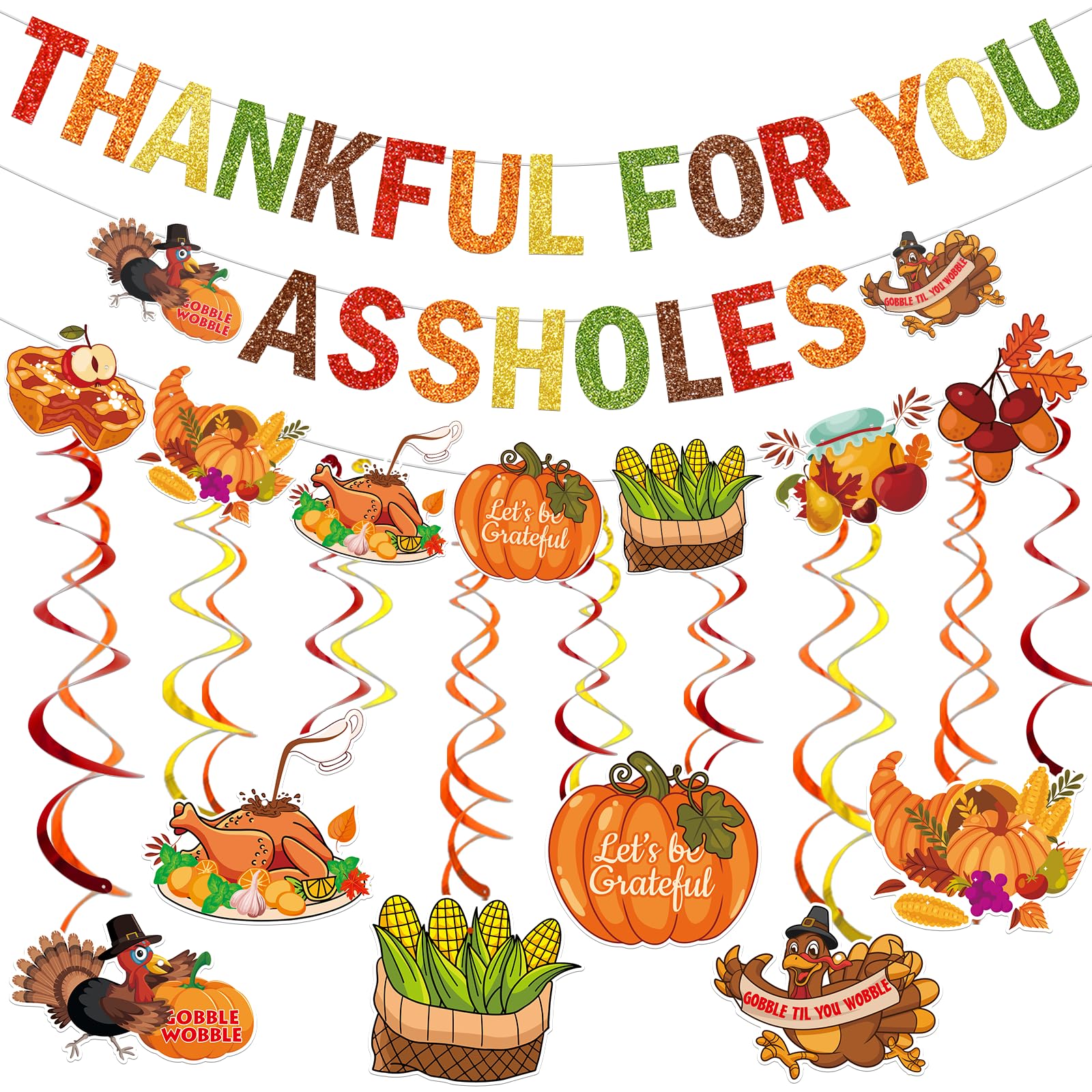 Thankful for You Banner Friendsgiving Banner Thank You Banner for Thanksgiving Decorations Glittery Thanksgiving Banner for Friendsgiving Decorations