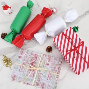 LOADSFUN Christmas Tissue Paper Bulk, 120 Sheets Christmas Tissue Paper for Gift Bags Assorted Design Gift Wrapping Paper, Red Green White Tissue Paper for Xmas Decor Holiday Crafts (Letters)