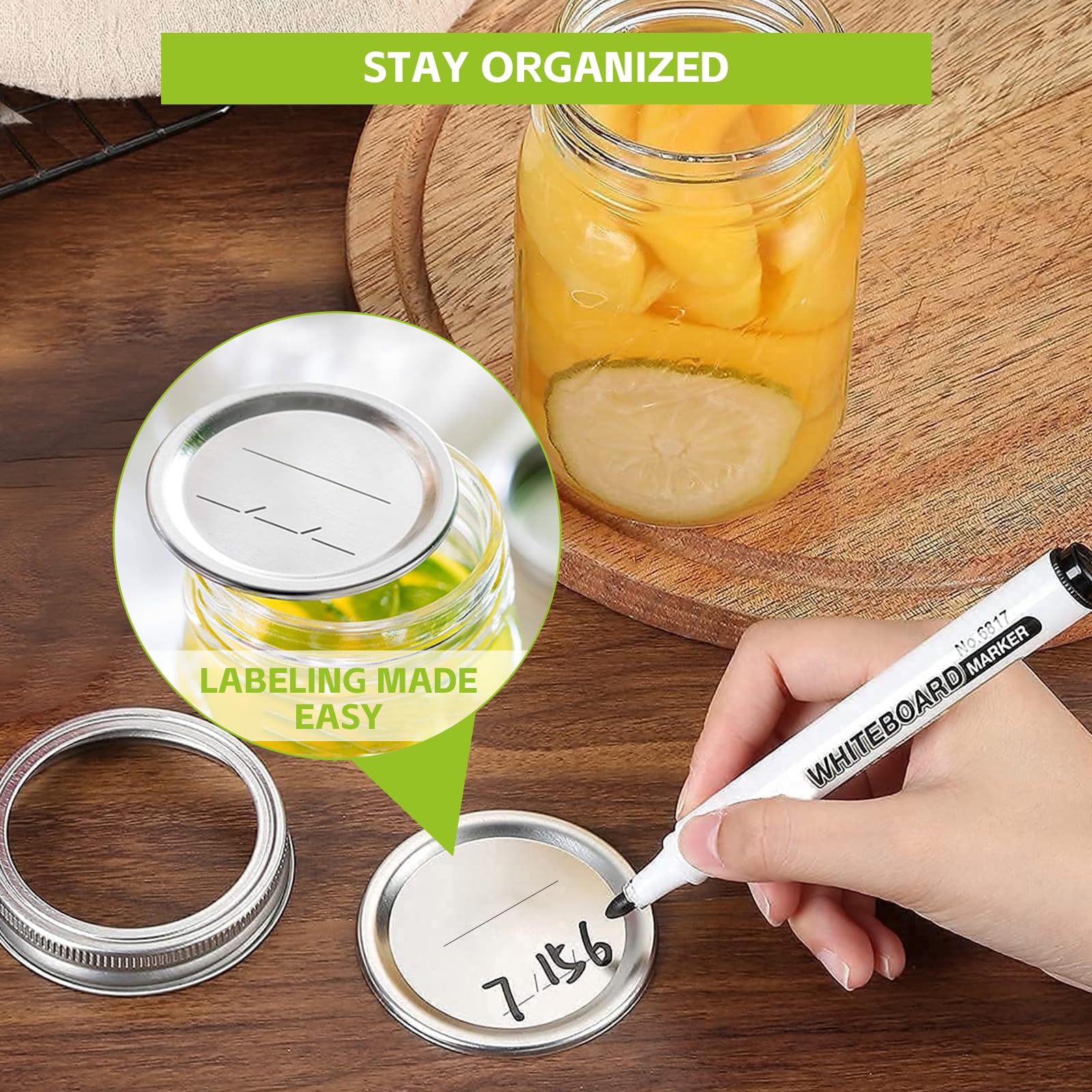 LOVE MOMENT 48PCS Canning Lids and Rings Regular Mouth, Food Grade Material, 100% Fit & Airtight for Regular Mouth Mason Jars