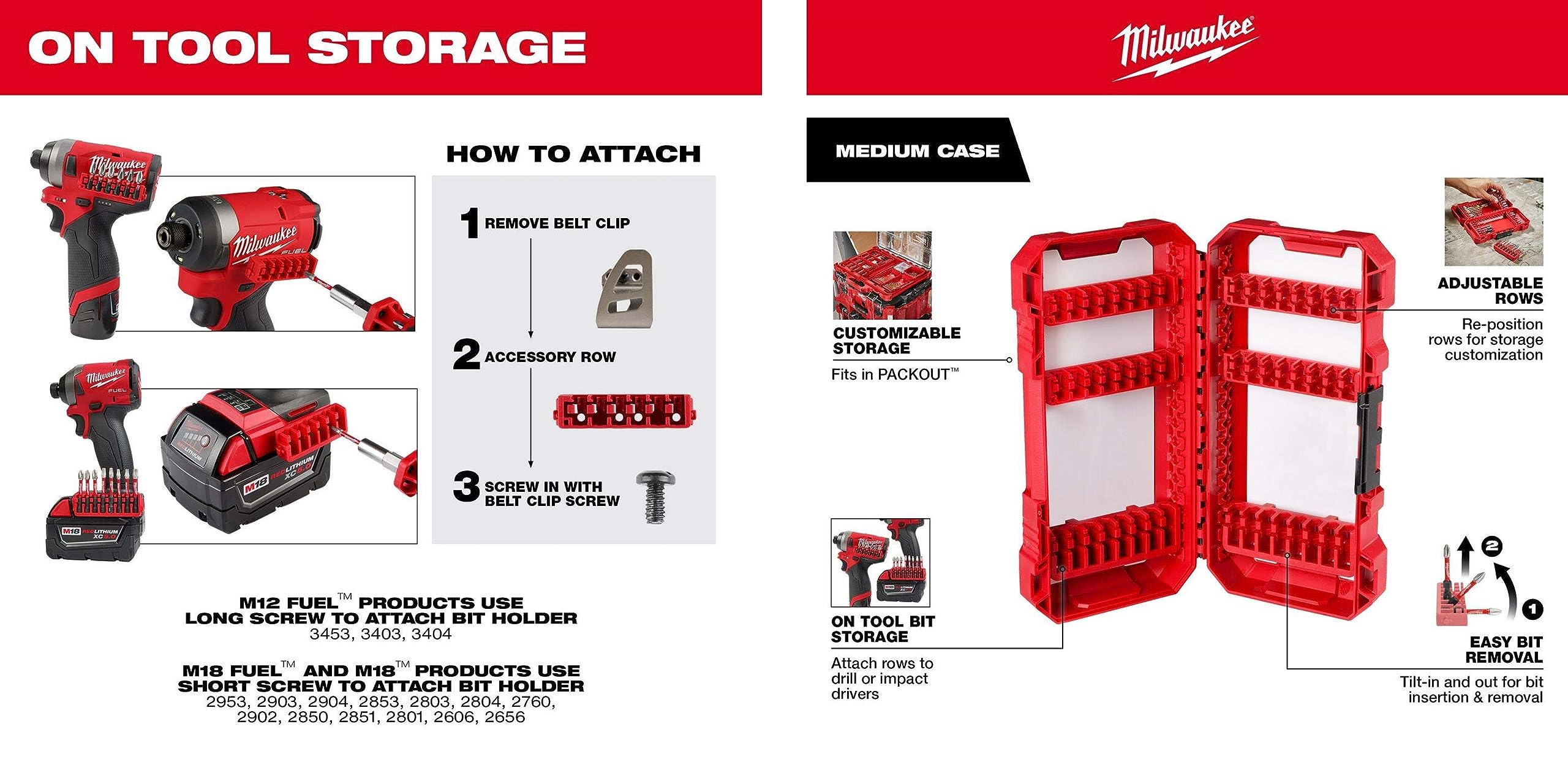 Milwaukee SHOCKWAVE Impact Duty Assorted Alloy Steel Screw Driver Bit Set with PACKOUT Accessory Case (52pc bits, 3pc Holders)