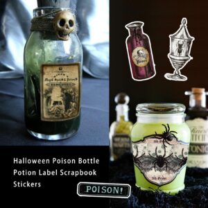 Prstincol 106 Pcs Potion Labels Stickers, Apothecary Stickers Dark Aesthetic Wine Bottle Stickers for Scrapbooking, Wicca Stickers for Junk Journal Bullet Journals DIY Crafts