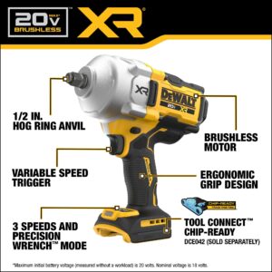 DEWALT 20V MAX Cordless Impact Wrench, 1/2" Hog Ring, High Torque, Brushless, Bare Tool Only (DCF961B)