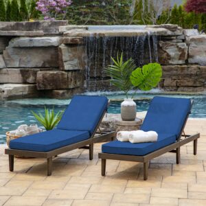 Arden Selections Modern Acrylic Outdoor Chaise Cushion 21 x 46, Lapis Blue