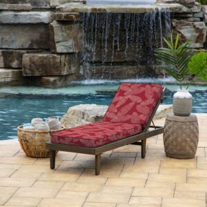 Arden Selections Modern Outdoor Chaise Cushion 21 x 46, Red Leaf Palm