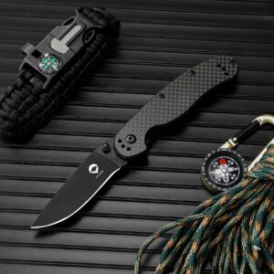 CNYJ Pocket Folding Knife D2 Blade Carbon fiber Handle Everyday Carry Knife for Men Womening Everyday Carrying