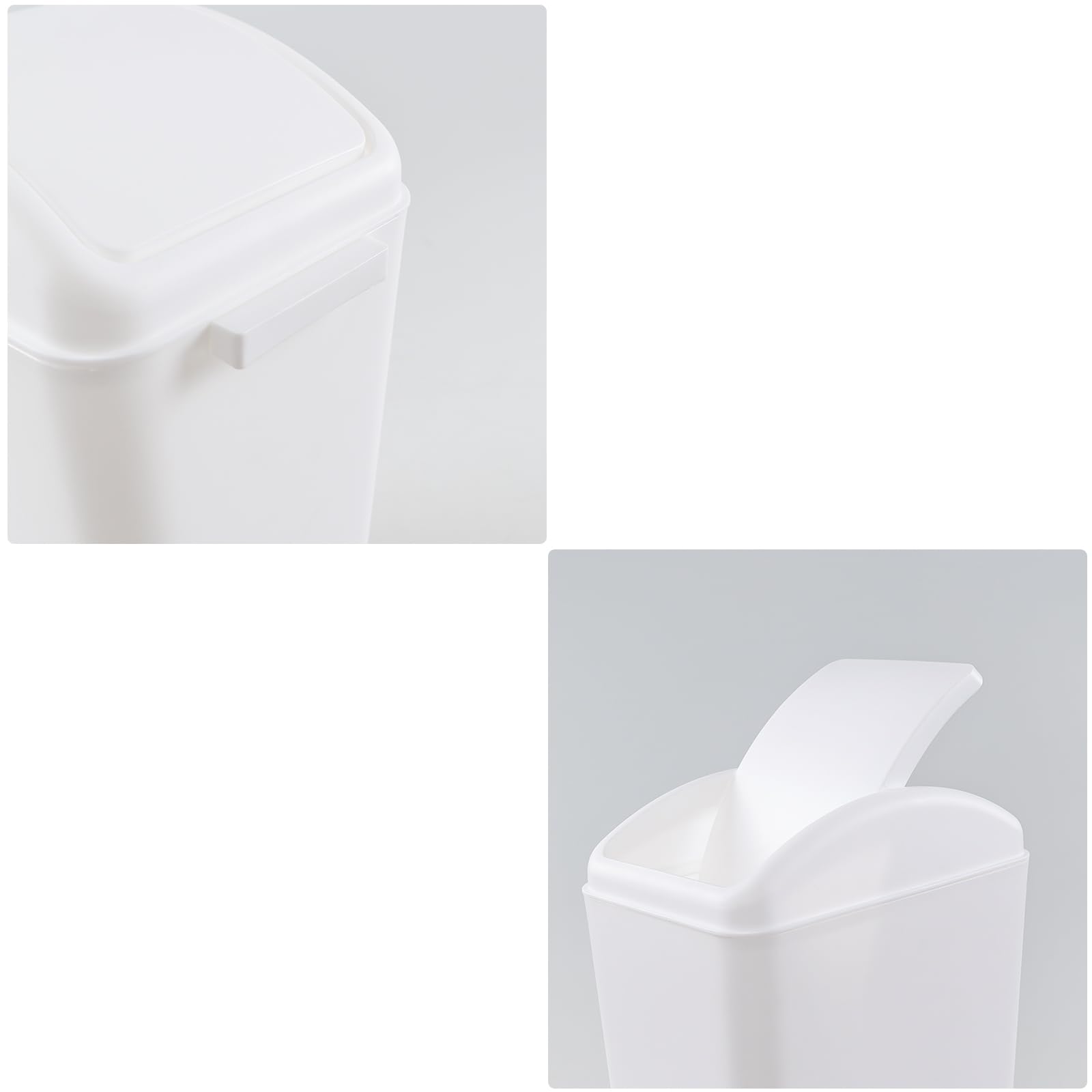 Uumitty 3 Packs Swing Top Waste Container for Home and Kitchen, Plastic Slim Trash Can with Lid, 4.5 Gallon Capacity, White