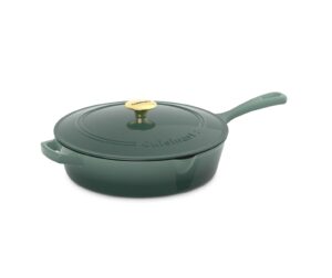 cuisinart ci45-30sgm chef's classic enameled cast iron 12-inch chicken fryer with cover, green gradient