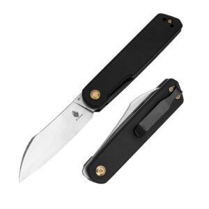 kizer klipper edc knife 3.15 in 3v steel blade, black aluminum handle pocket knife with front flipper opener, v3580c1