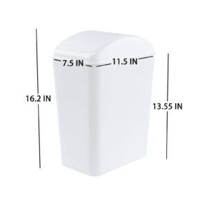 Uumitty 3 Packs Swing Top Waste Container for Home and Kitchen, Plastic Slim Trash Can with Lid, 4.5 Gallon Capacity, White