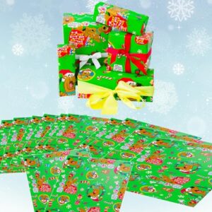 scooby-doo rappy rolidays wrapping paper - 12 sheets - 20" x 30" - festive holiday gift wrap by silver buffalo