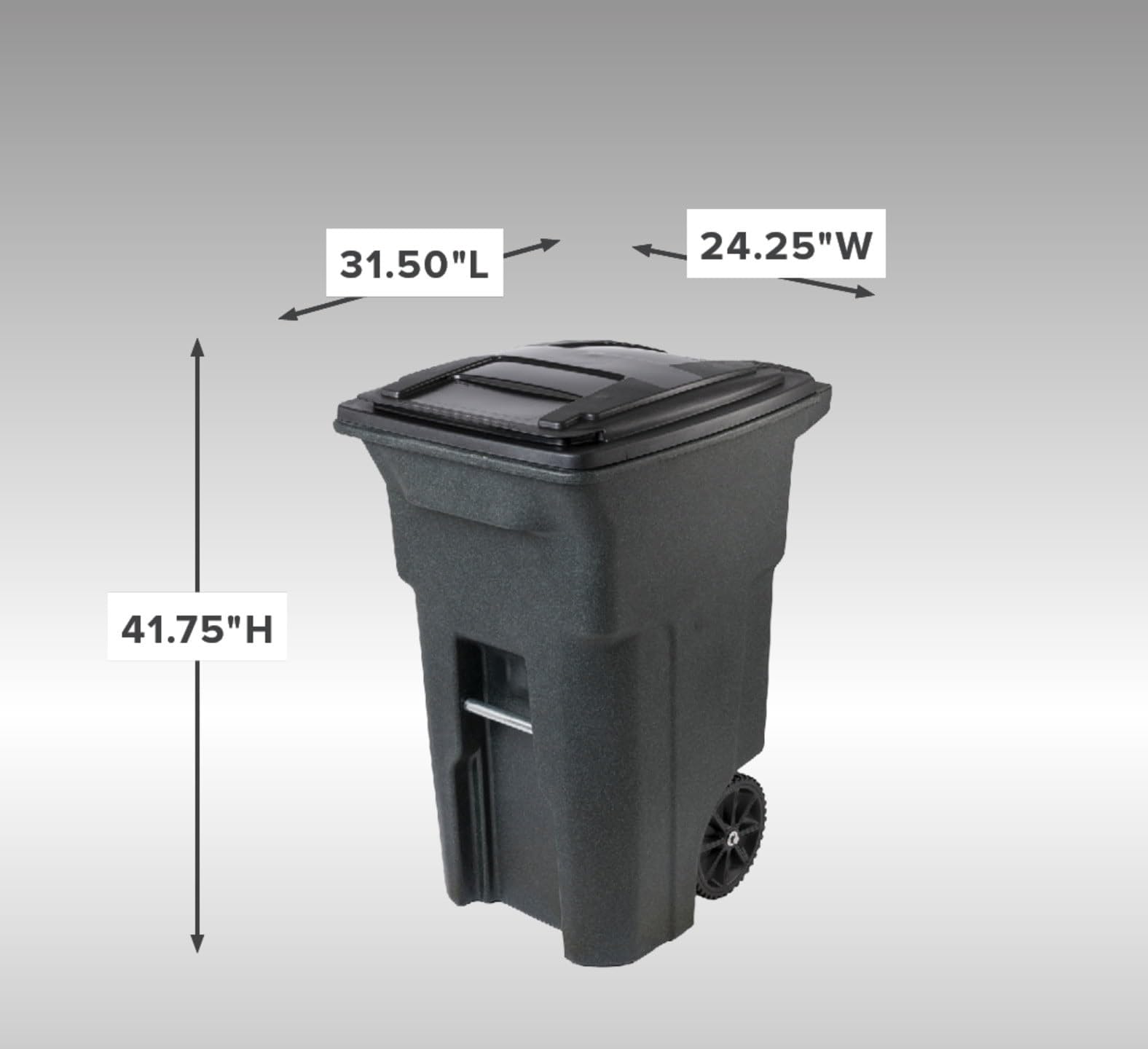 BatanE 64 Gallon Black Garbage can with Wheels and lid