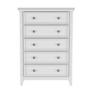 BOSHIRO White Dresser, 5 Chest of Drawer Dresser for Bedroom, Modern Tall Nightstand with Deep Drawers, Wood Organizer Drawer Cabinet for Bedroom, Living Room,Hallway