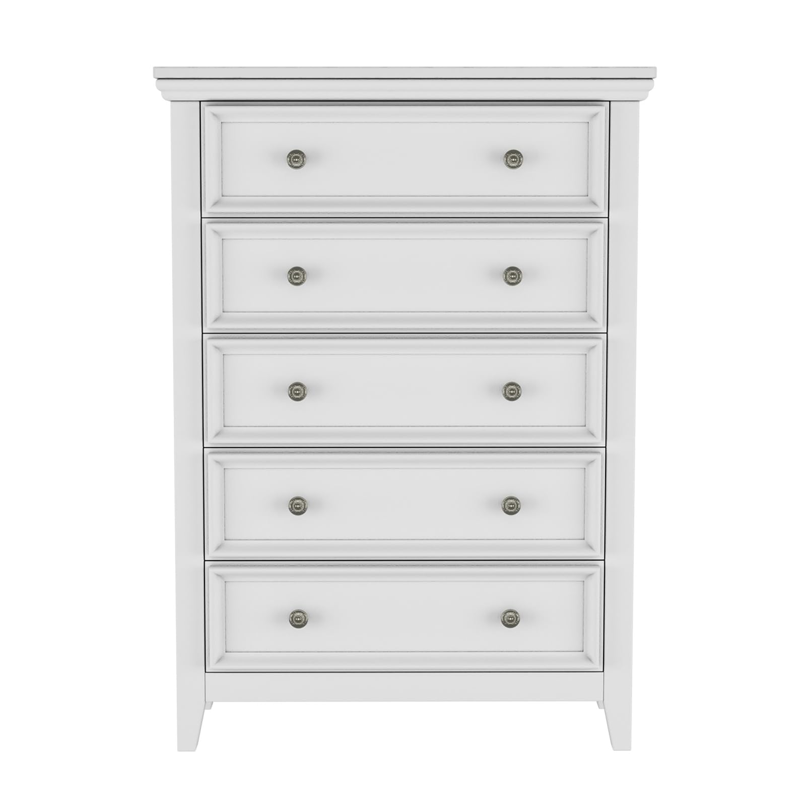 BOSHIRO White Dresser, 5 Chest of Drawer Dresser for Bedroom, Modern Tall Nightstand with Deep Drawers, Wood Organizer Drawer Cabinet for Bedroom, Living Room,Hallway