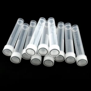 zzhxsm 12pcs 10ml plastic test tubes small vials with screw caps sample tubes for lab laboratory science, clear