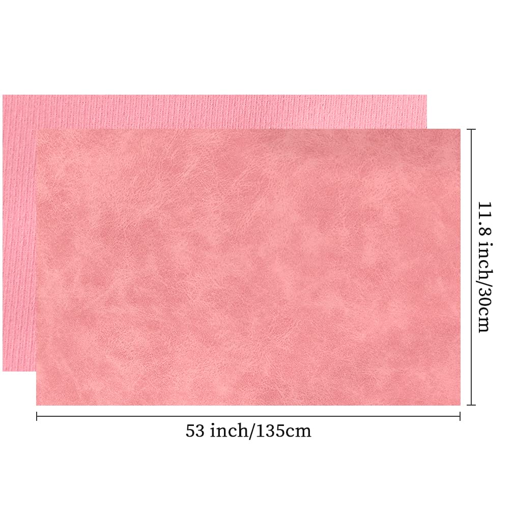 XHT 30 x 135 cm Suede PU Faux Leather Fabric, Soft Smooth Crafts Synthetic Fabric for DIY Handicraft Wallets Bags Making, Pink