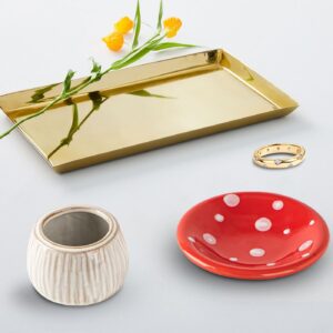 dgudgu Mushroom Ring Holder Jewelry Tray Red Ring Dish Ceramic Trinket Storage Jar Mini Engagement Ring Holder