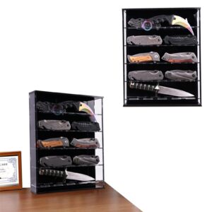 WLSANX Knife Display Stand, Pocket Knife Display Case, Pocket Knife Organizer Desktop, Knife Display Case for Wall, Acrylic Display Case Dispay Daggers, Folding Knife Organizer, Pocket Knife Holder