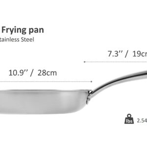 CHEF TOPF 5-ply Stainless Steel Frying Pan 10inch, Full 5-Ply Clad Construction Professional Grade Pan, Brushed Finish, Induction Cooking Pan, Oven Safe, Dishwasher Safe