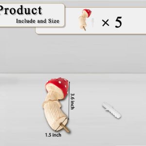 dgudgu Mushroom Wall Hooks 5 Pack Decorative Coat Hooks Wall Mounted Red Hat Hooks Heavy Duty Entryway Decor Wall Hangers for Hanging Towels, Clothes, Bags