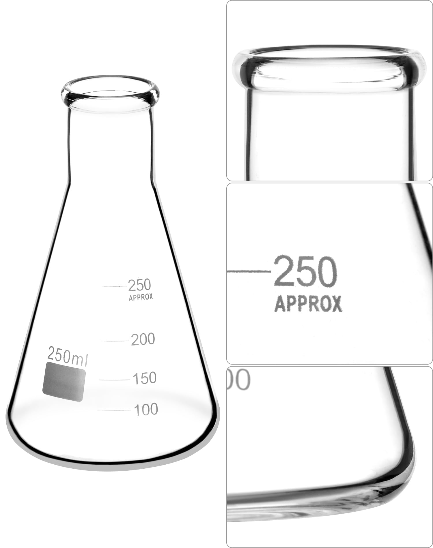 QWORK Lab Glassware Set, Quality Borosilicate Glass Beaker Flask Cylinder Set, Heat Resistant, Ideal for Laboratories and School Science Experiments