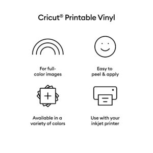 Cricut Printable Vinyl - US Letter Size (12 Ct), Printable Vinyl for Stickers, Labels, Vinyl Paper for Inkjet Printer, Compatible with Cricut Maker, Explore 3, & Cricut Joy Xtra Machines, White, 12ct