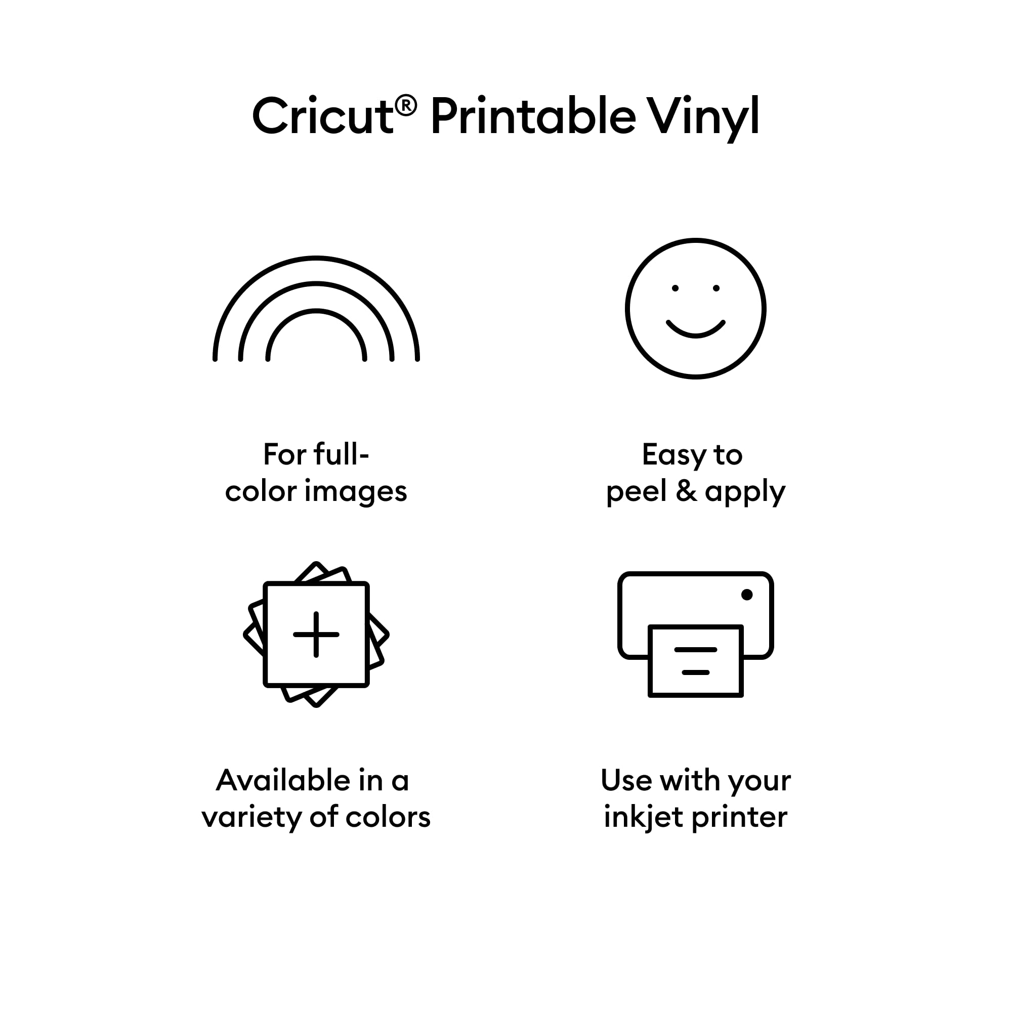 Cricut Printable Vinyl - US Letter Size (12 Ct), Printable Vinyl for Stickers, Labels, Vinyl Paper for Inkjet Printer, Compatible with Cricut Maker, Explore 3, & Cricut Joy Xtra Machines, White, 12ct