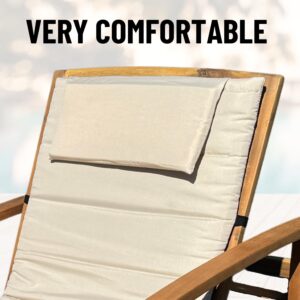 OBENBERG Outdoor Beige Patio Chaise Lounge Cushion - 72 x 21 Inch, Comfortable & Durable Pool Chair Cushions with Water Resistant Fabric - Perfect for Lawn, Patio Furniture, & Outside Poolside