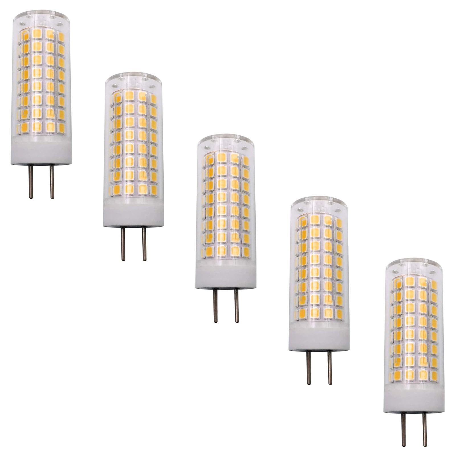 ZHENMING GY6.35 G6.35 LED Bulb 7W AC 110V-130V (Cannot be Used at Low Voltage 12V) Warm White 3000K Dimmable 65W Halogen Bulbs Equivalent, 5-Pack