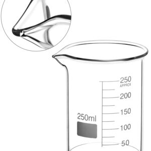 QWORK Lab Glassware Set, Quality Borosilicate Glass Beaker Flask Cylinder Set, Heat Resistant, Ideal for Laboratories and School Science Experiments