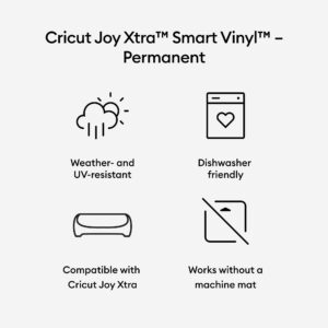 Cricut Joy Xtra Smart Vinyl - Permanent, Water & UV Resistant, Fade-Proof Adhesive Vinyl for Creating Decals, Outdoor DIY Projects, Ideal Sticker Vinyl for Mailboxes, Bottles, & More, Black (3 ft), 3ft