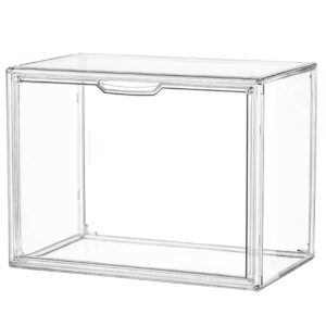 clear acrylic display case, stackable plastic storage bins with magnetic attraction lid, showcase for cosmetic, large figures collectibles, x-large