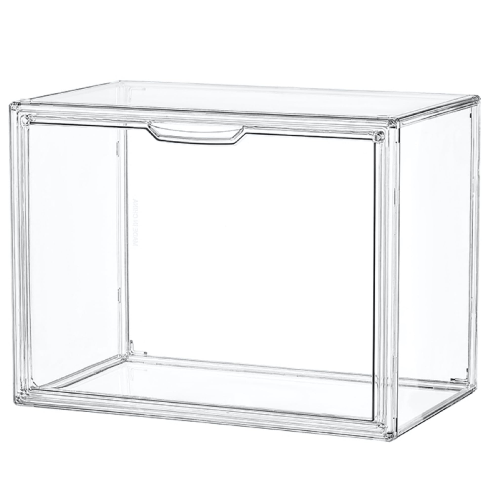 Clear Acrylic Display Case, Stackable Plastic Storage Bins with Magnetic Attraction Lid, Showcase for Cosmetic, Large Figures Collectibles, X-Large