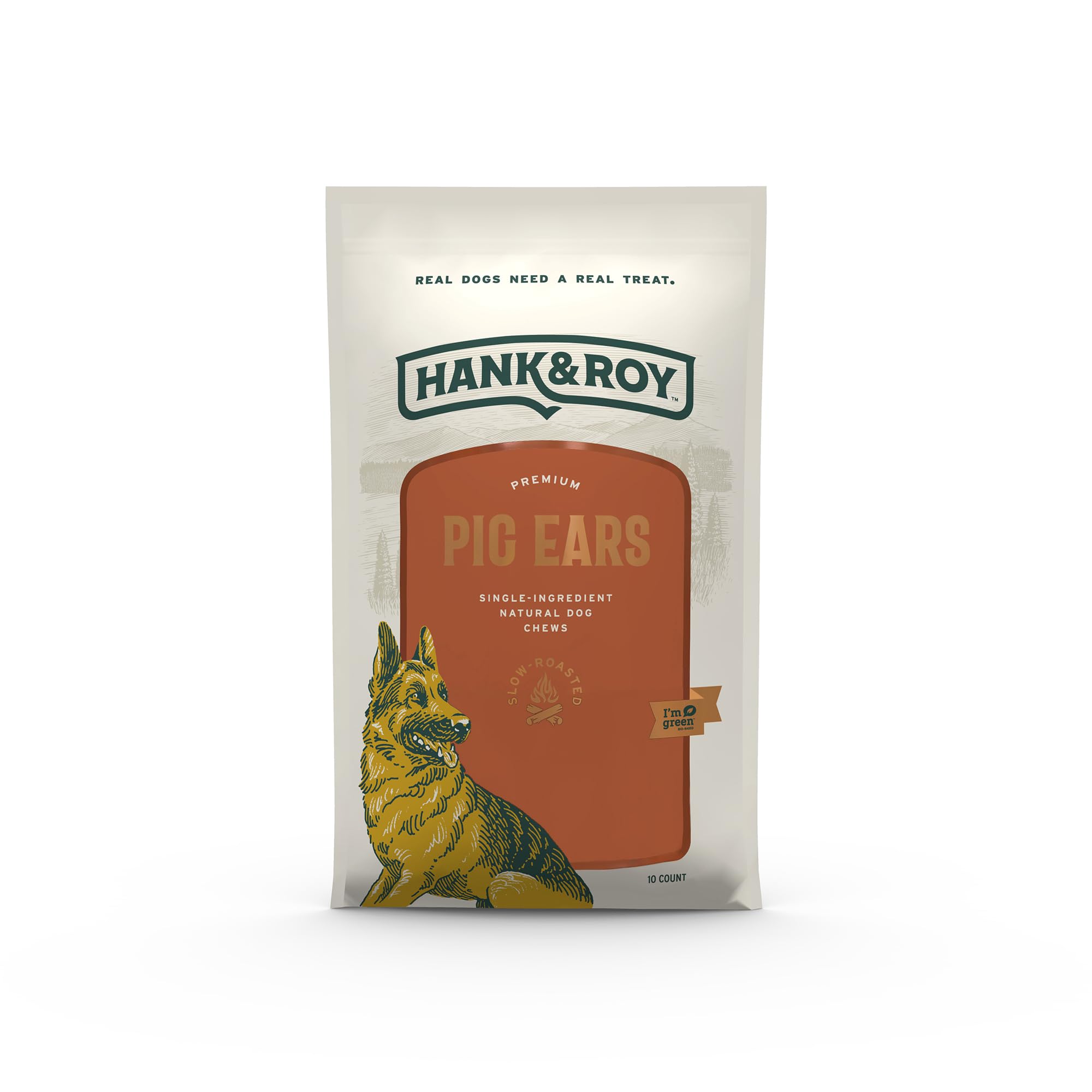 Hank & Roy All-Natural, Single-Ingredient Pig Ears for Dogs, Long Lasting, Easily Digestible Whole Pig Ear Dog Treats, Antibiotic and Hormone Free, Individually Wrapped for Odor Control and Freshness