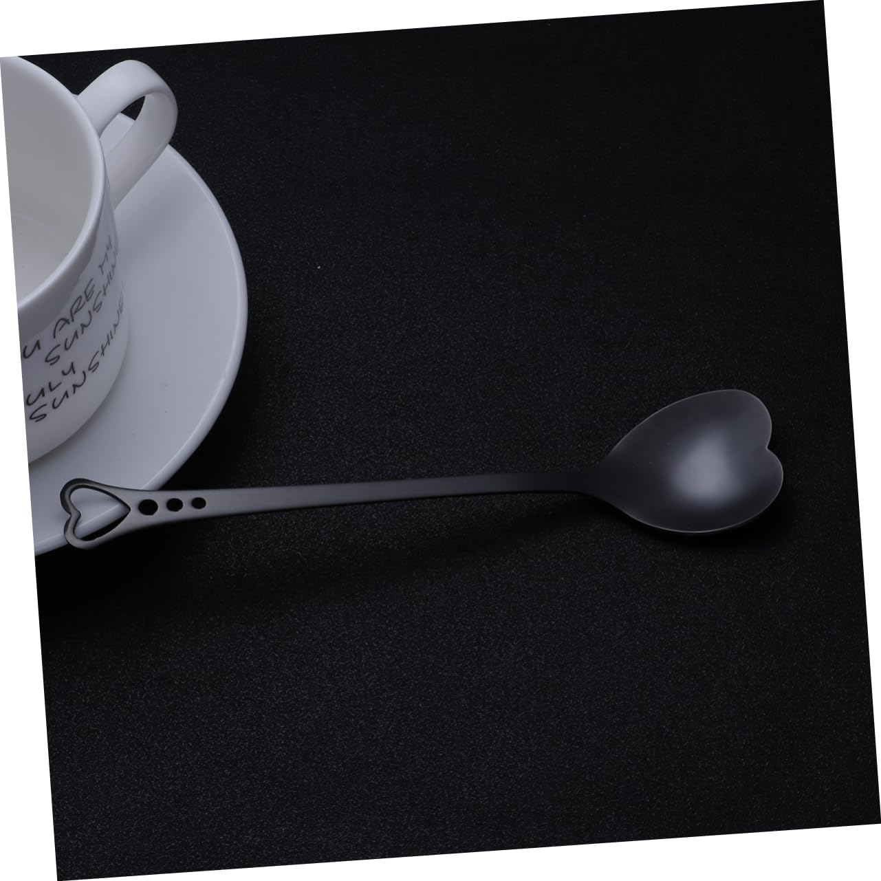 RORPOIR Gold Plated Stainless Shaped Dessert Spoon Unique Demitasse and Espresso Spoon for Home Restaurant and Coffee Shop Use Black