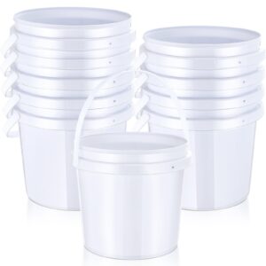 yaomiao 10 pcs 1 gallon bucket white plastic bucket without lids paint buckets pails paint cans storage with handle bucket pail container for multipurpose household crafts projects(1 gallon)