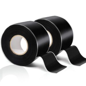 2 rolls self fusing silicone tape - 1in(w) x 10ft(l) waterproof tape, water leak seal tape, rescue tape, plumbing hose repair tape, rubber tape for cable winding insulating, black